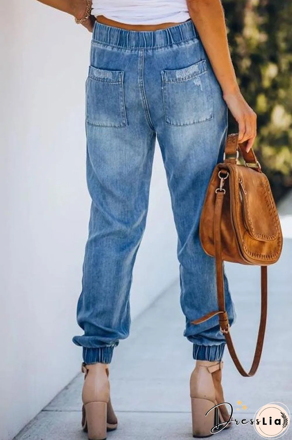 Casual High Waist Broken Holes Loose Jeans