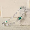 14K White Gold 10 ct tw 6 Shapes Lab Diamond & Lab Emerald Tennis Bracelet