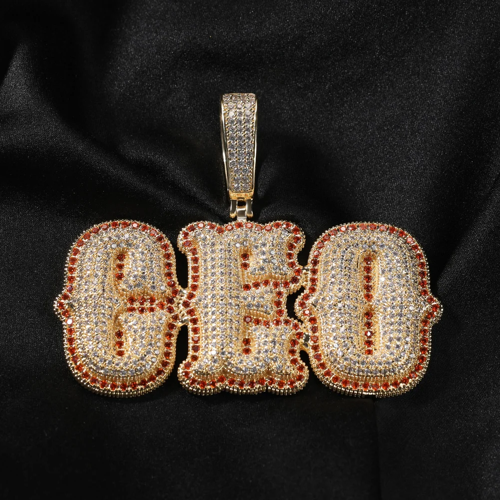 Hip Hop Iced Out Diamond Knuckles Custom Alphabet Pendant Necklace-VESSFUL