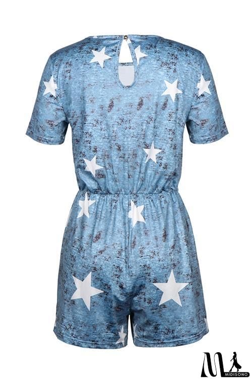 MidiSono - Star Print Drawstring Romper