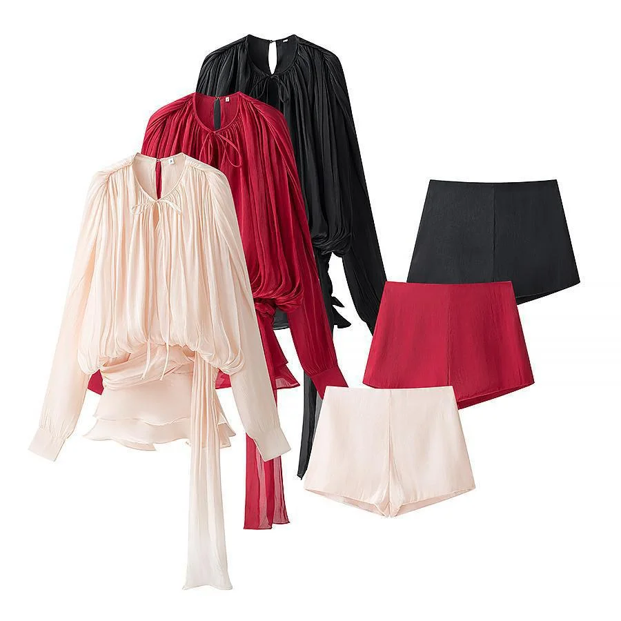 Nigikala Nigikala Temperament Lantern Dress Women's Spring New Short Skirt To Collect Irregular Lotus Leaf Edge Tie