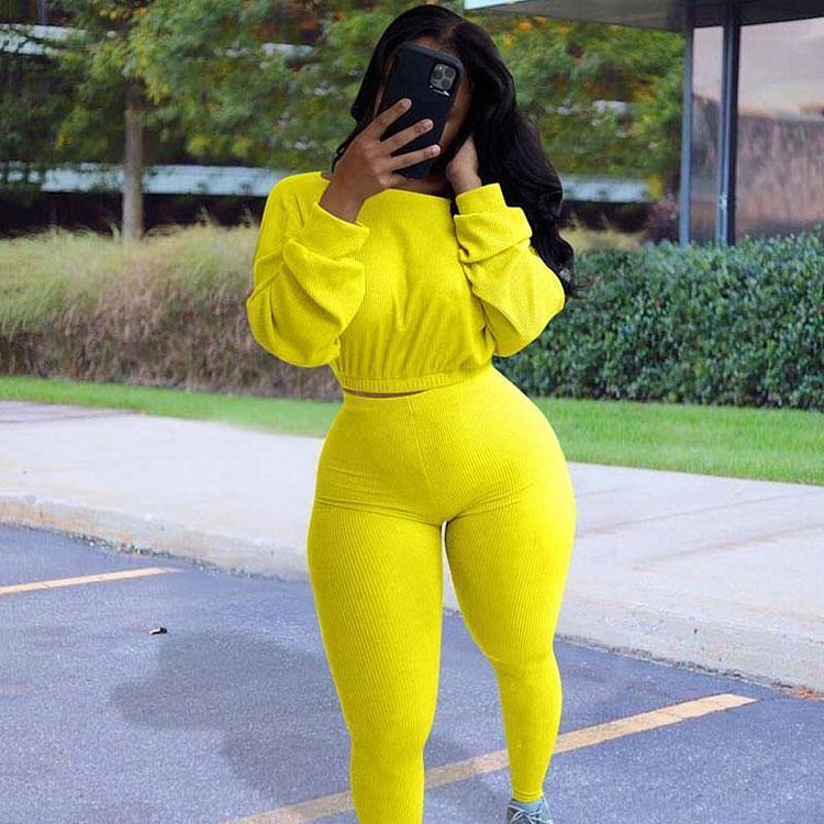 Autumn Ribbed Tracksuit Women Sets Sweat Suits 2 Piece Matching Sets Sweatsuit Ladies Club Jogger Two Piece Outfits For Women