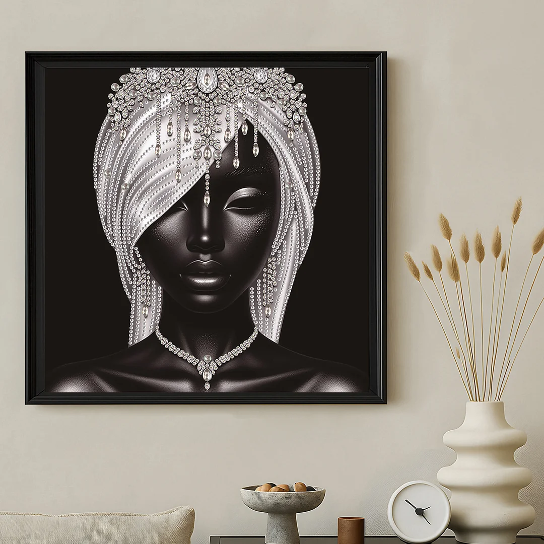 Diamond Painting - Partial Special Shaped Drill - Silver Black Beauty(Canvas|30x30cm)