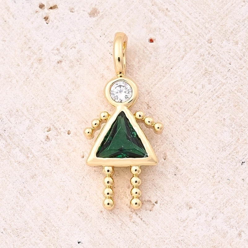 1 Piece 15x7mm Hole 2~2.9mm Copper Lucky Stone Birthstone Zircon 18K Gold Plated Geometric Simple Polished Jewelry Accessories Pendant