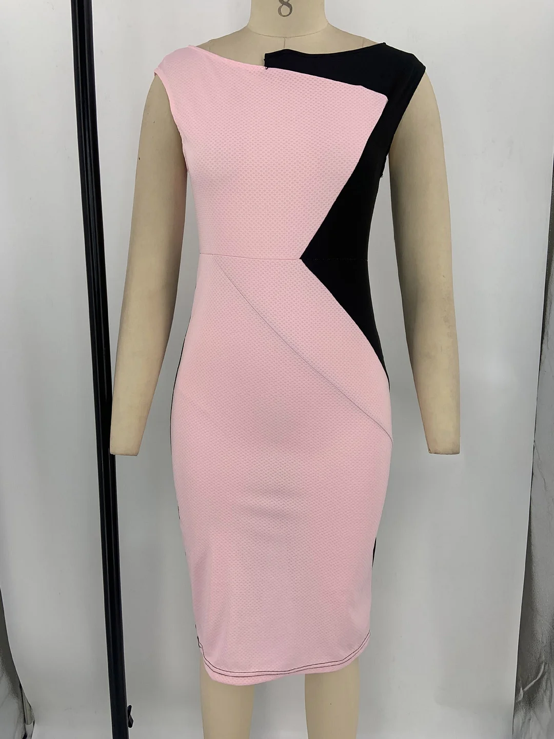 Women's Knitted Dress Plus Size Colorblock Stitching Bodycon Dress