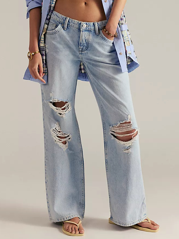 Soft High Waist with Holes Women's Jeans tjj Shicloths