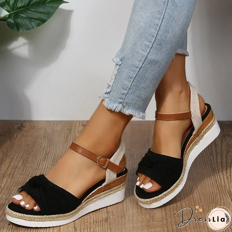 Wedges Platform Rome Sandals Women Summer New Bow High Heels Shoes Thick Slippers Sexy Pumps Femme Shoes Beach Women Slides