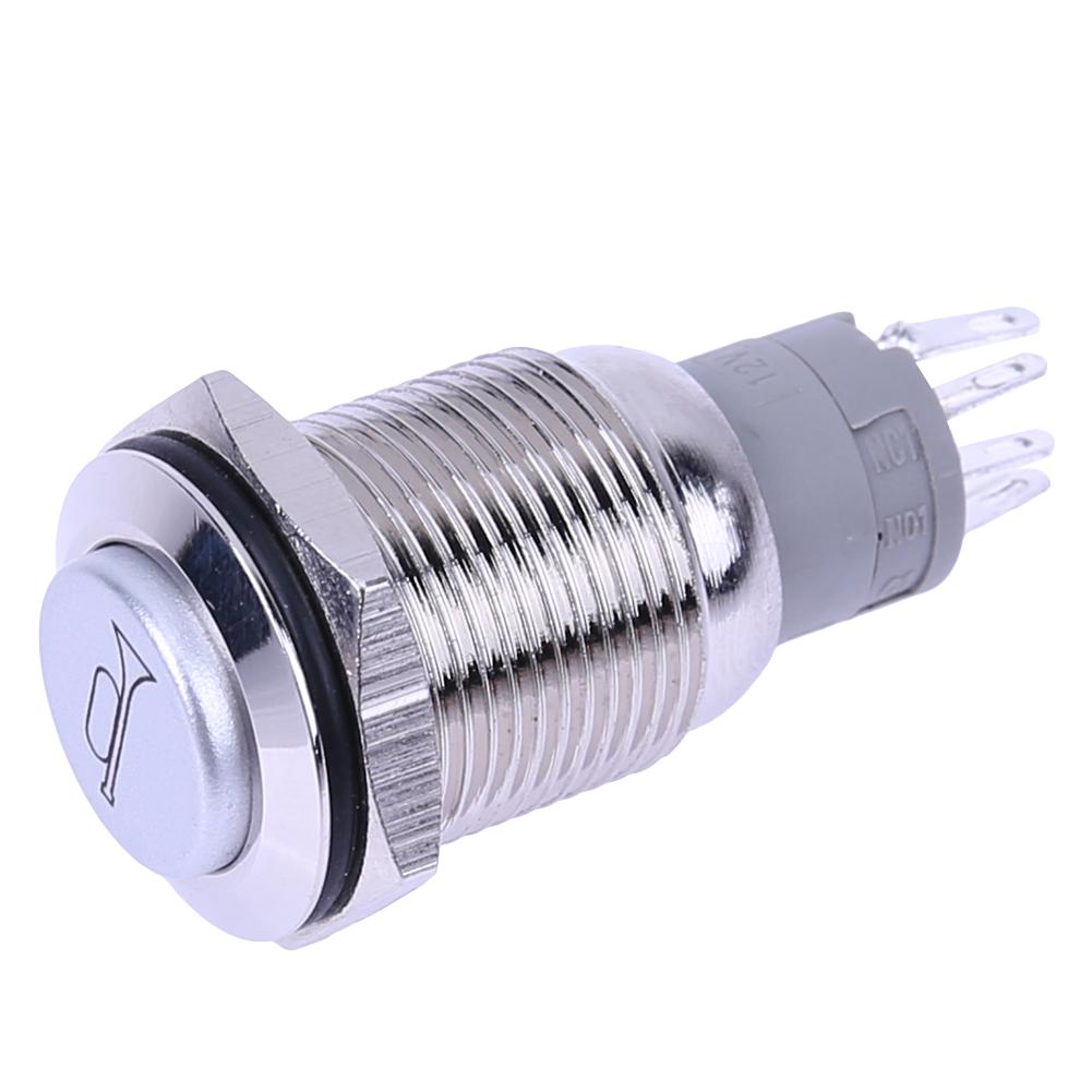 

16mm 12V Red LED Momentary Push Button Metal Switch Car Boat Speakers Horn, 501 Original