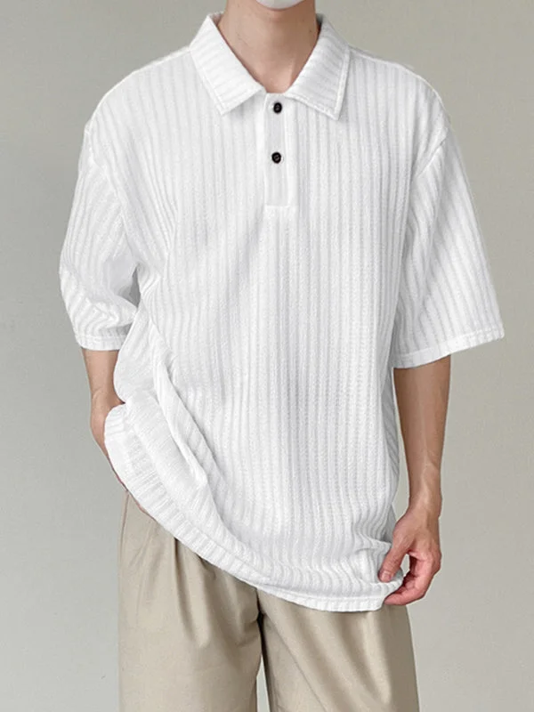 Aonga - Mens Striped Loose Fit POLO ShirtJ