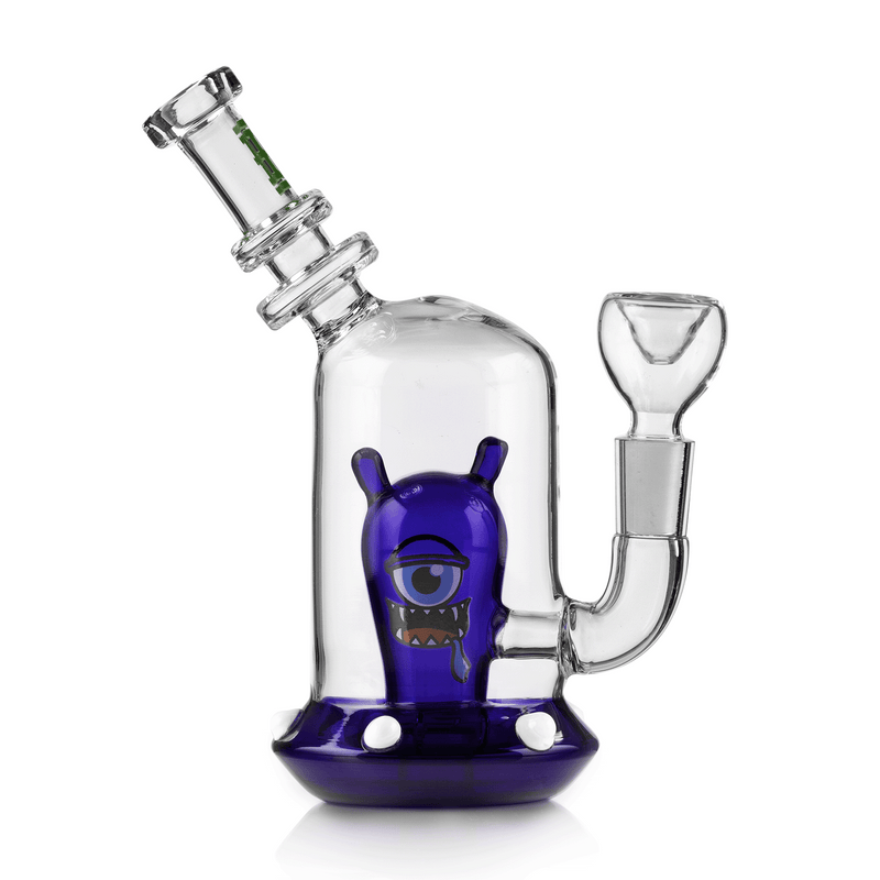 7" UFO Space Monster Glass Bong-Deep Blue Color