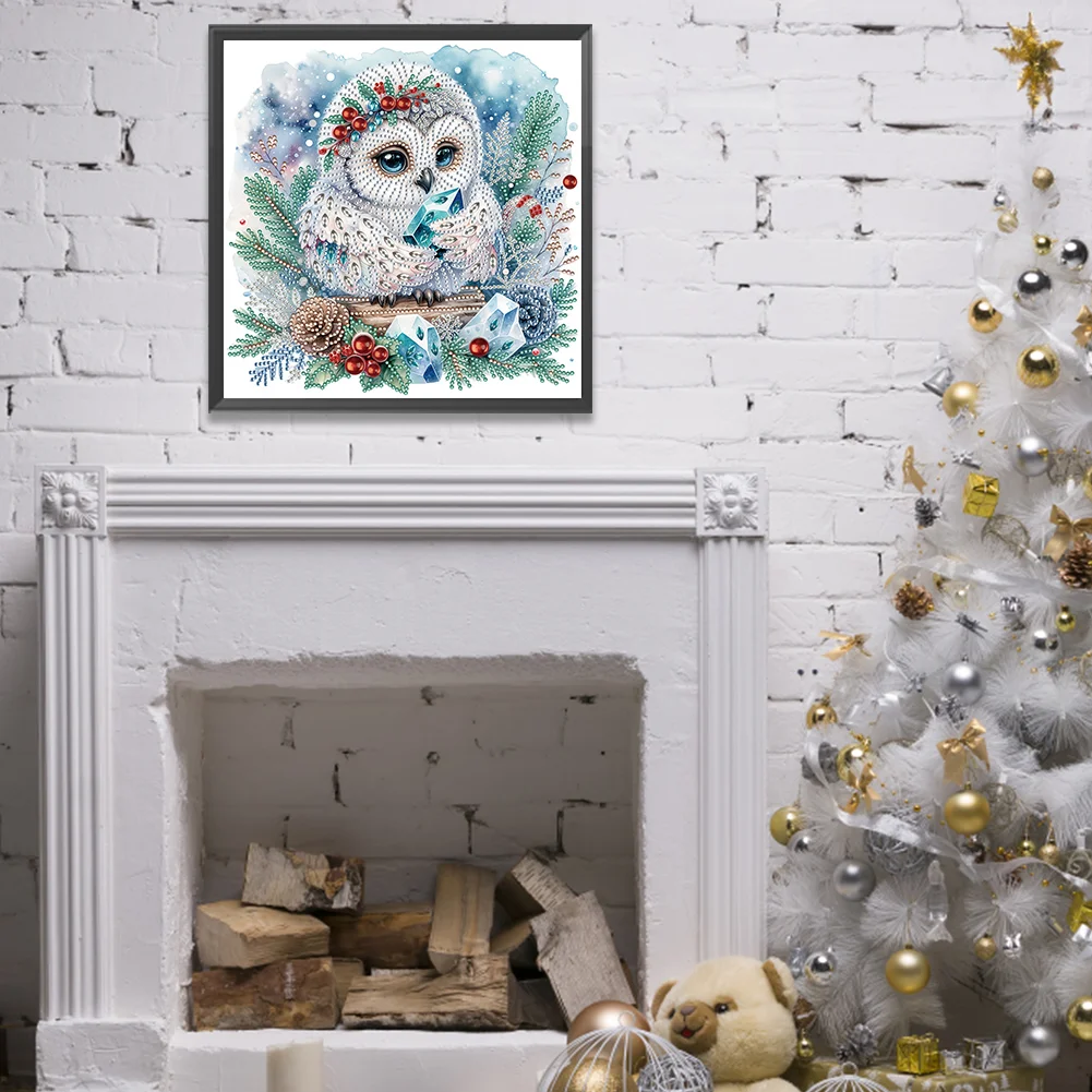 Diamond Painting - Partial Special Shaped Drill - Winter Owl(Canvas|30*30cm)