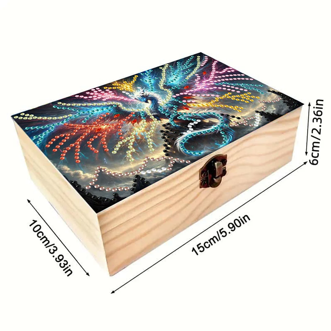 5D DIY Diamond Painting Handmade Wood Storage Box for Home Decor (Dinosaur)