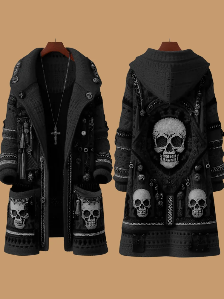 VChics Women's Mariachi Day Of The Dead Skull Pattern Cardigan Sweater