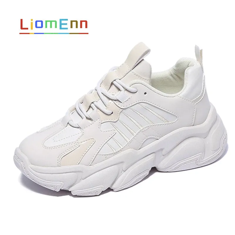 Women's White Chunky Sneakers Women Shoes Platform Casual Sport Shoes 2021 New Spring Vulcanized Tennis Female 5 cm basket femme
