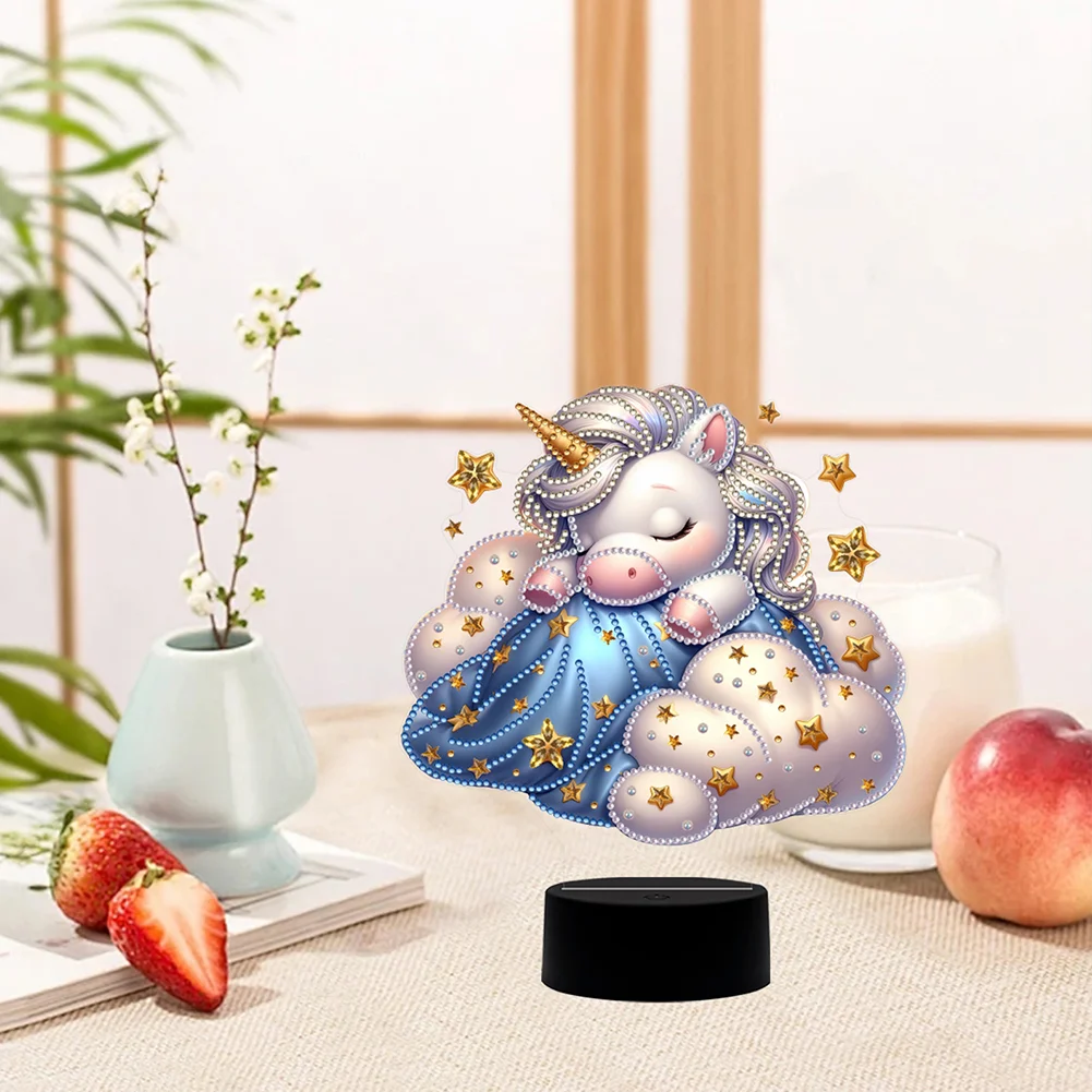 5D DIY Unicorn Double Sided Diamond Painting Acrylic Night Light for Art Crafts