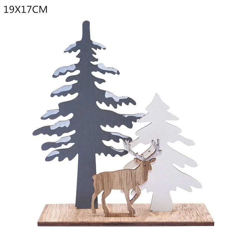 Wooden Reindeer Christmas Decoration DIY Wood Crafts Xmas Ornaments for Christmas Party Home Table Decorations New Year 2020