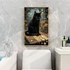 Chat noir-pleine peinture diamant rond-40 * 60cm-dp grande taille