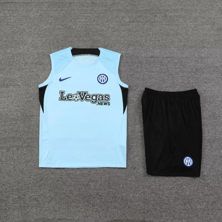 2023/2024 Inter Milan pre-match training Blue Jersey+Shorts 1:1 Thai Quality