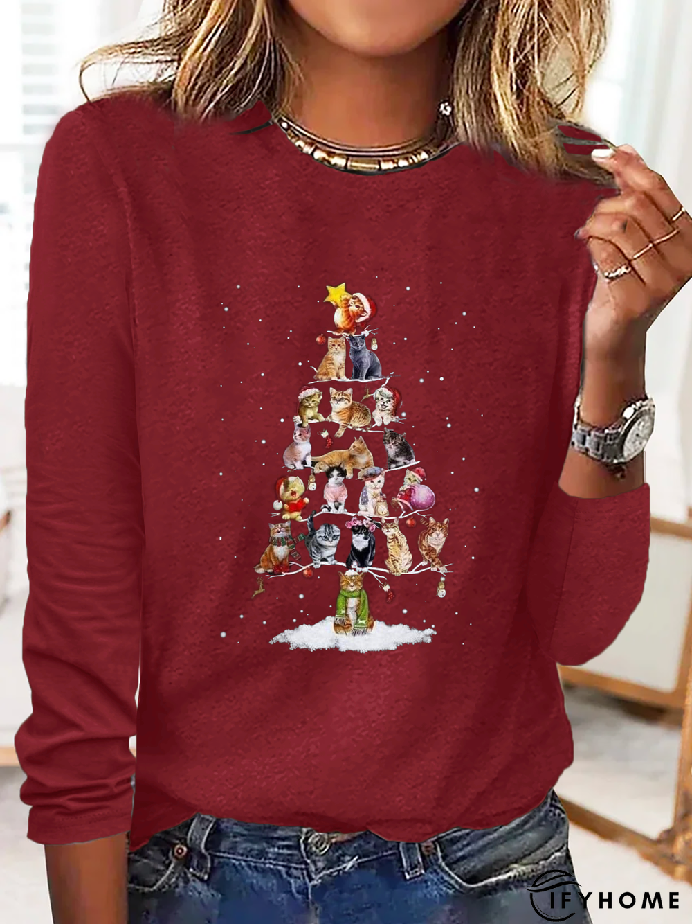 Christmas Tree Printed Casual T-Shirt Xmas T-shirt | IFYHOME