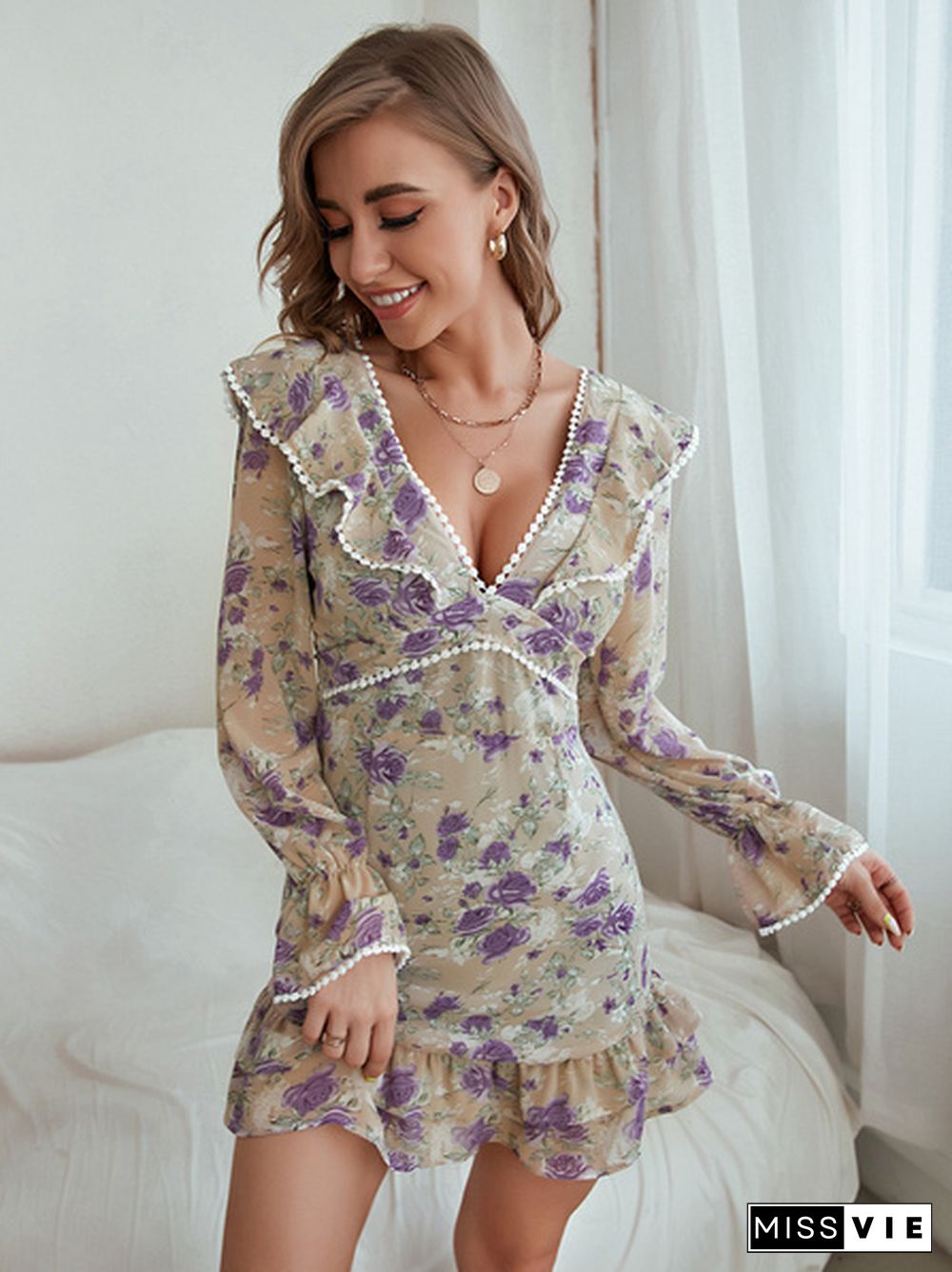 Printed Open Back Bandage Dress