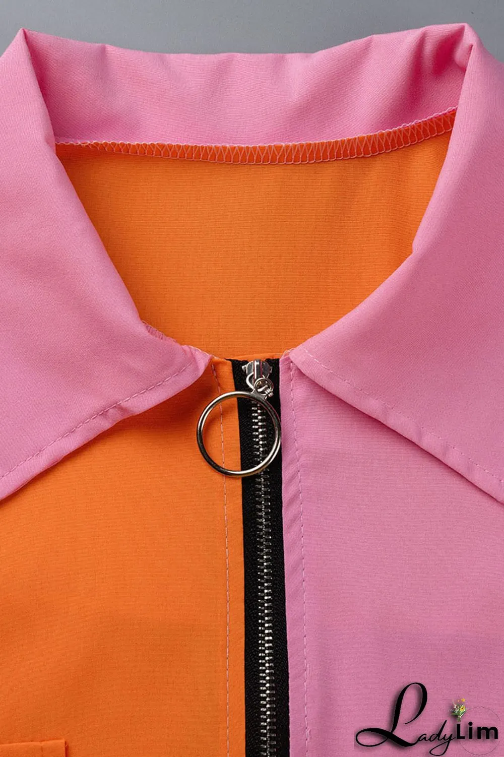 Light Blue Casual Solid Patchwork Zipper Collar Straight Plus Size Dresses