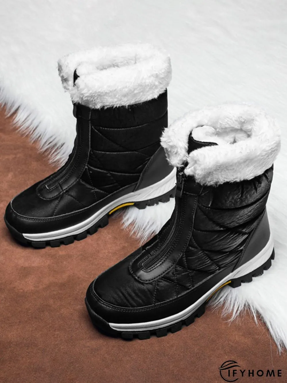 Winter Front Zip Thermal Lined Outdoor Snow Boots | IFYHOME