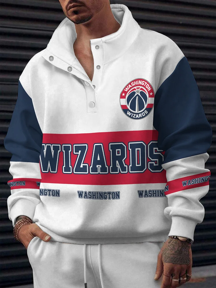 Washington Wizards 2025 New Design Casual Snap Mockneck Pullover