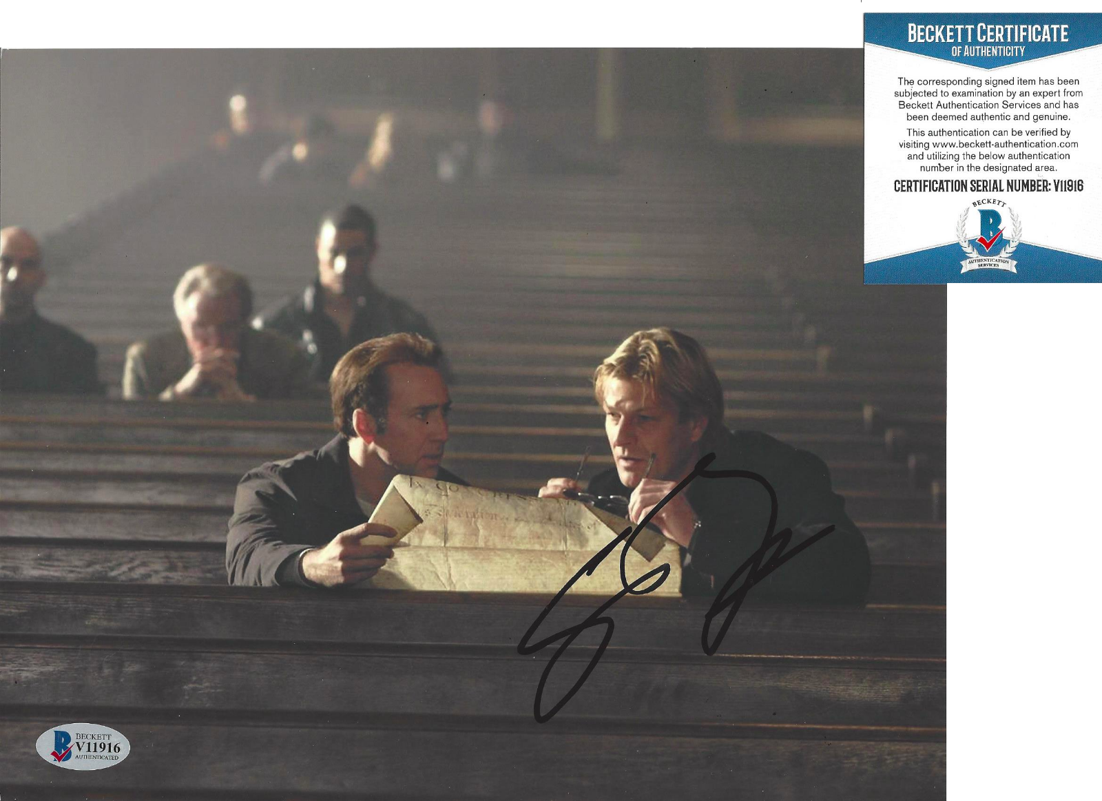 SEAN BEAN SIGNED 'NATIONAL TREASURES' 8x10 MOVIE Photo Poster painting BECKETT COA BAS PROOF