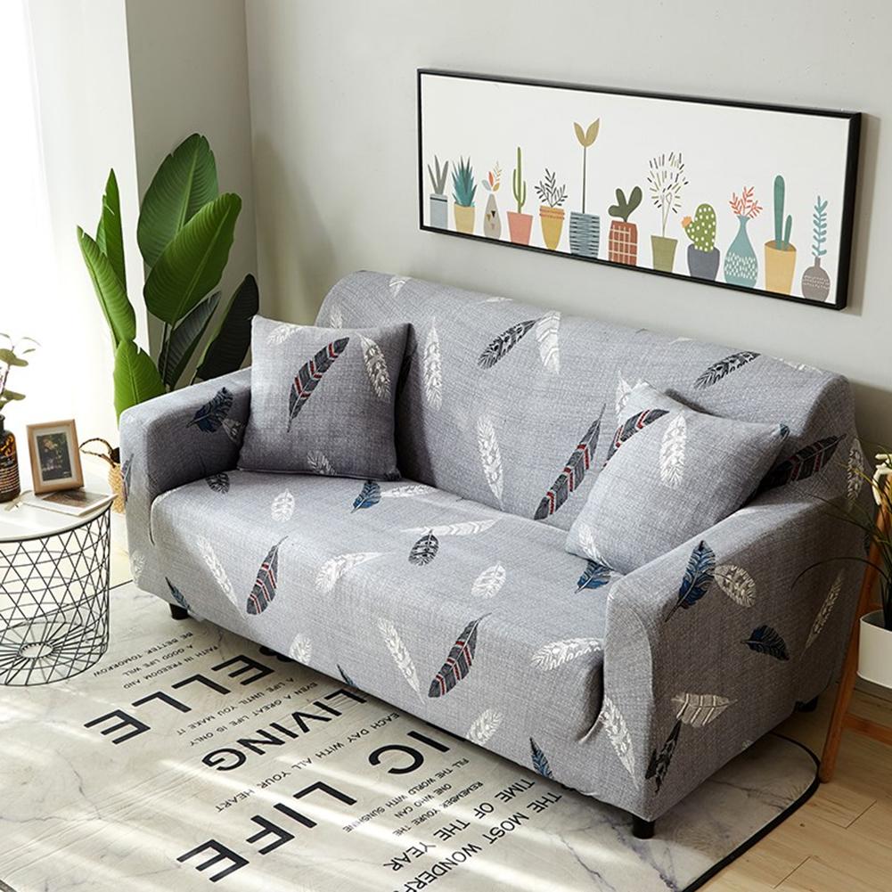 

Feathers Print Stretch Tight Wrap Slipcovers Elastic Sofa Cover (2 Seater, 501 Original