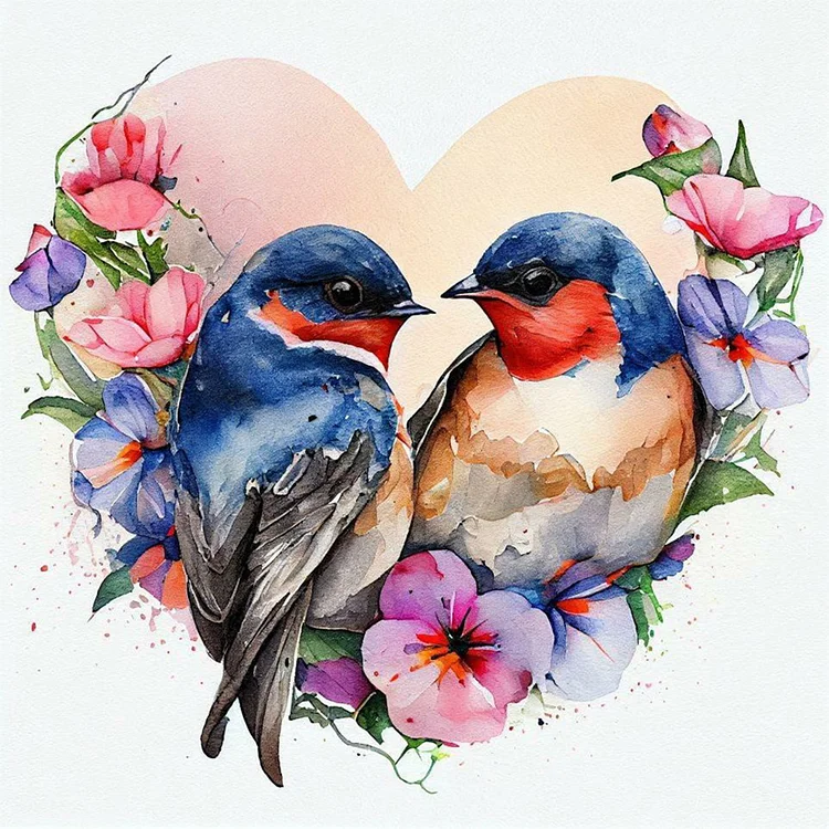 Love Wreath Bird 30*30CM(Canvas) Full Round Drill Diamond Painting gbfke