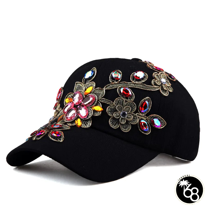 Women's Cotton Adjustable Strap Floral Pattern Sun Protection Cap | 168DEAL