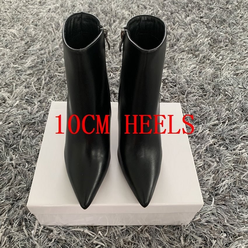 Sexy Ankle Boots For Women High Heels Short Boots Women Fashion Leather White Black Shoes Lady Large size 35-42