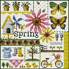 >SALE<Embroidery Cotton Thread 16CT Printed Four Seasons of Spring Cross Stitch23x23cm
