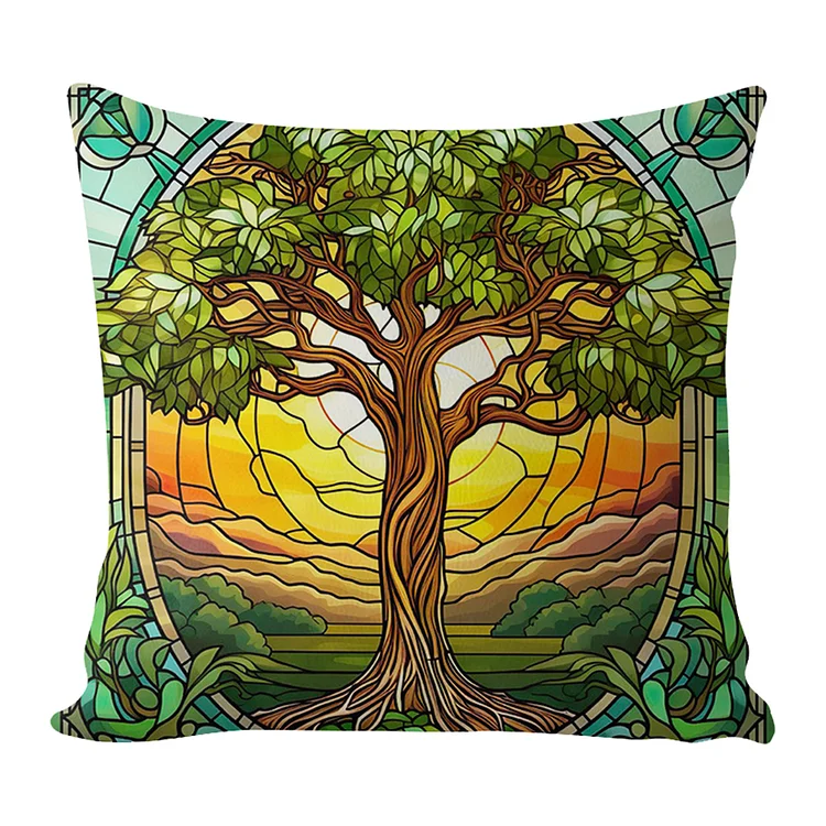 17.72x17.72In Tree of Life Cotton Cross Stitch Pillow Kit for Adult Beginner