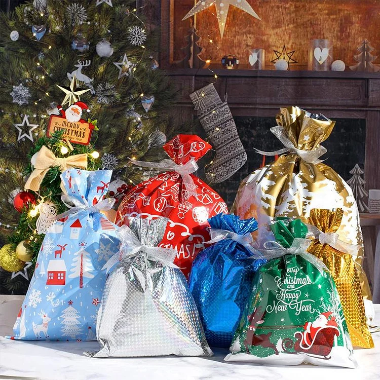 Drawstrings Christmas Gift Bags - tree - Codlins
