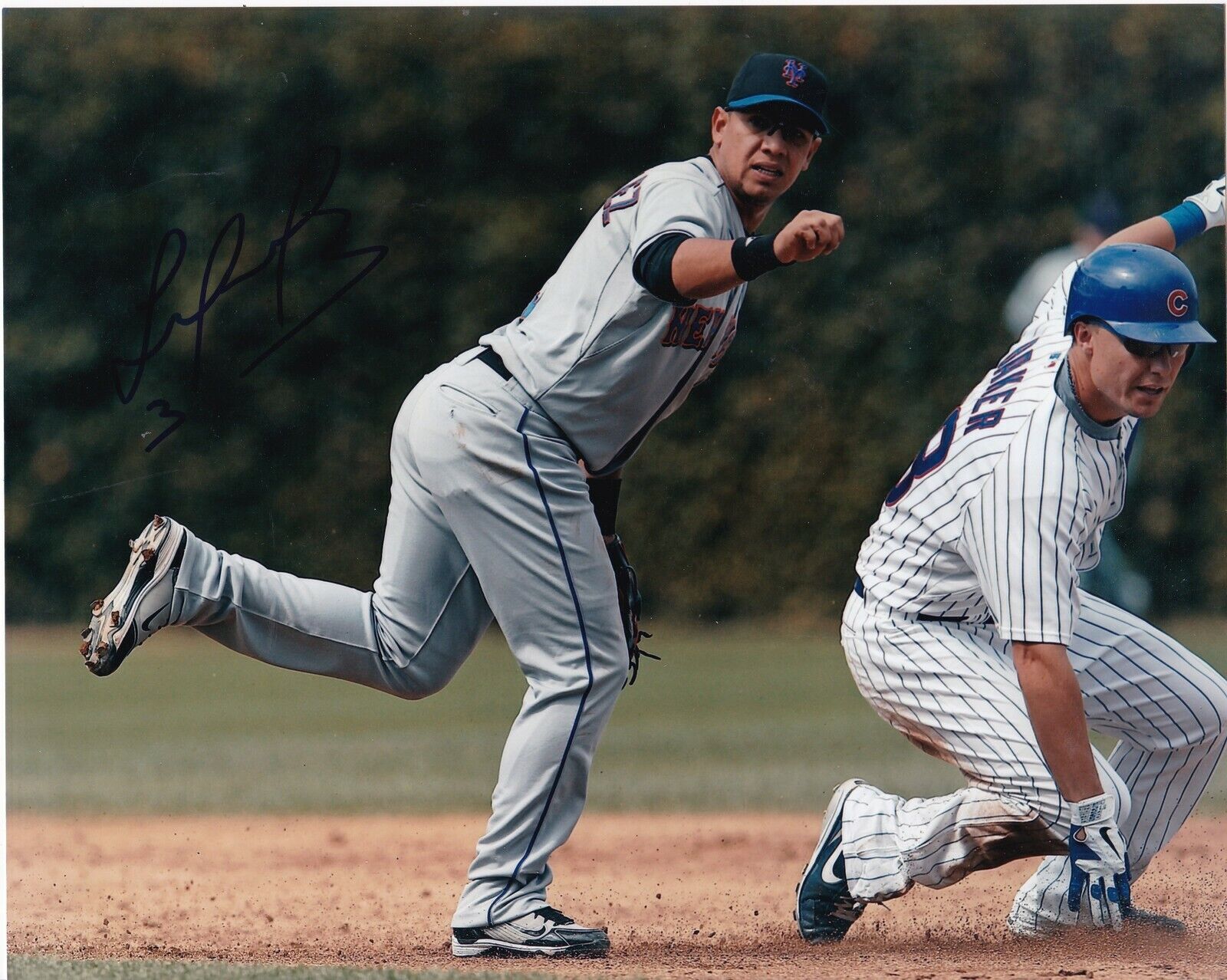 LUIS HERNANDEZ NEW YORK METS ACTION SIGNED 8x10