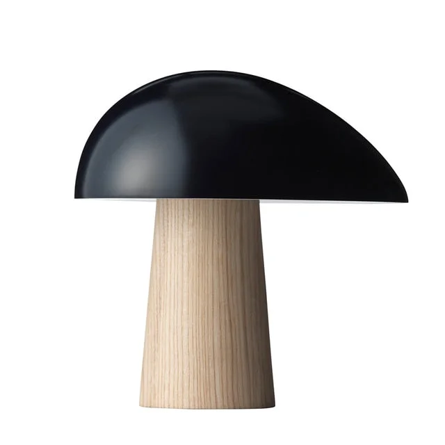 Nordic creative wood grain mushroom table light post modern hotel study bedroom art table lamp