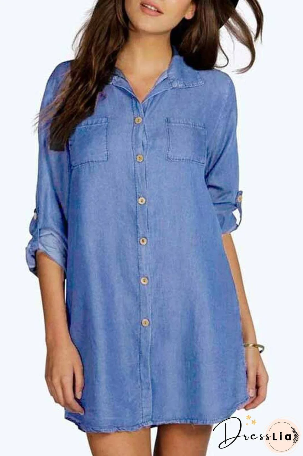 Denim Long Sleeve Shirt Dress