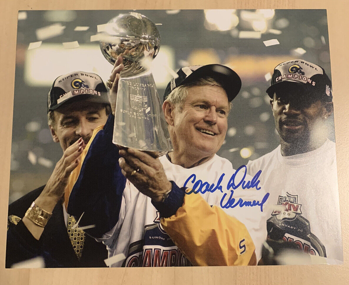 DICK VERMEIL SIGNED 8x10 Photo Poster painting ST LOUIS RAMS HEAD COACH AUTOGRAPHED COA