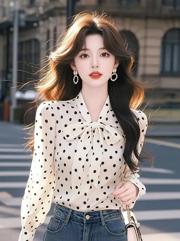 Athvotar Athvotar Light Luxury High-End Feel Blouse This Year's Popular White Chiffon Bow Shirt Women's Spring 2025 New