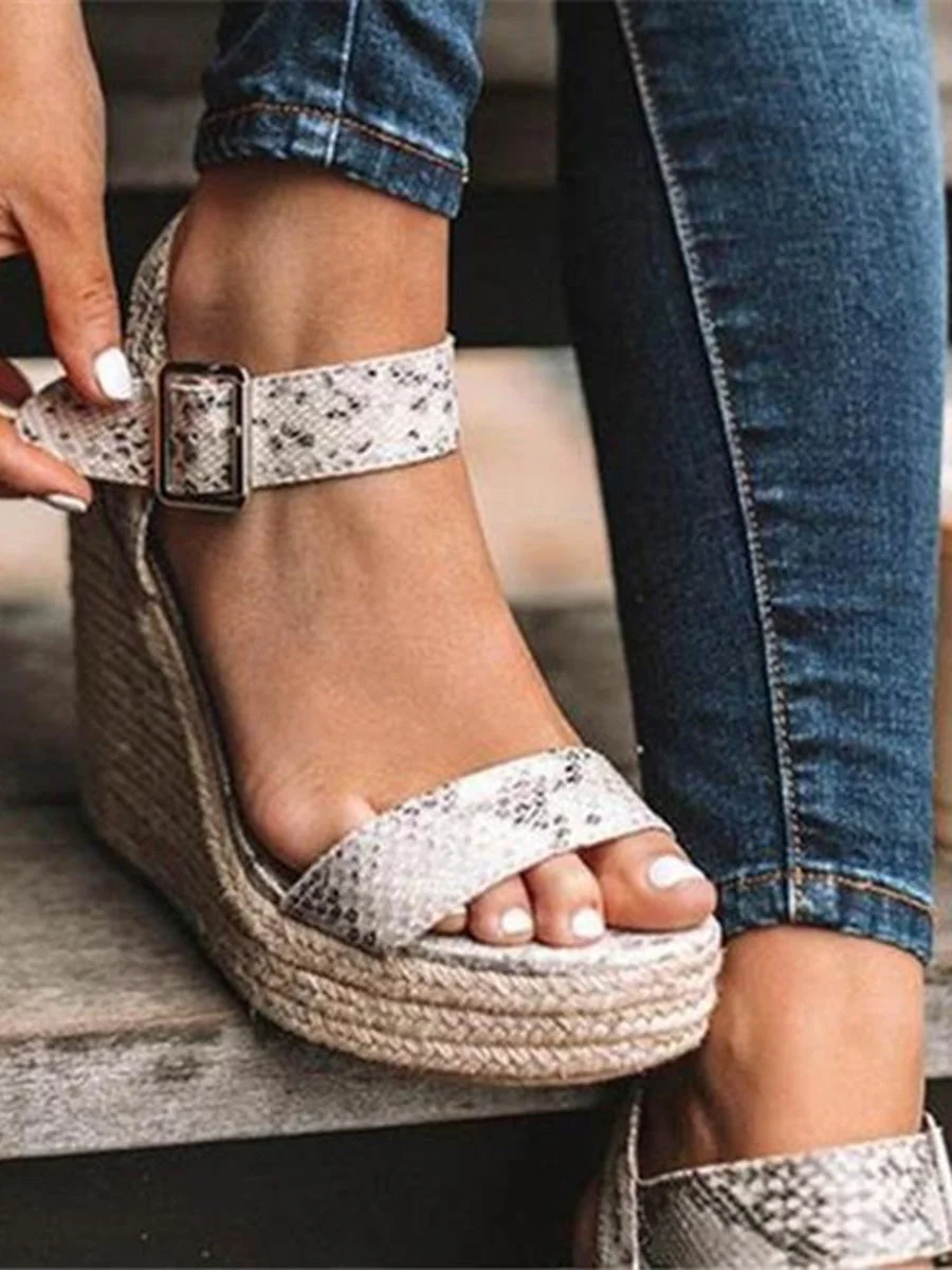 Fashion Open-Toed Slope Heel Slingback Sandal