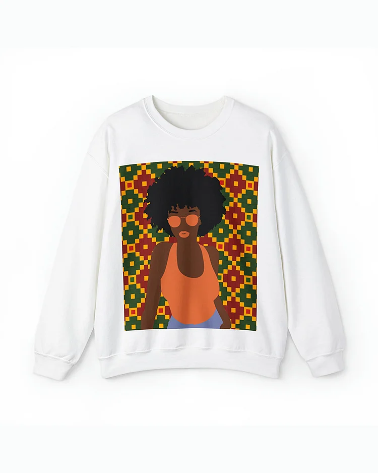 Art Portrait Painted Print Long Sleeve Crewneck Sweatshirt