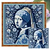 Blue And White Porcelain-Pearl Earring Girl-14CT Stamped Cross Stitch 40*40cm/15.75*15.75in