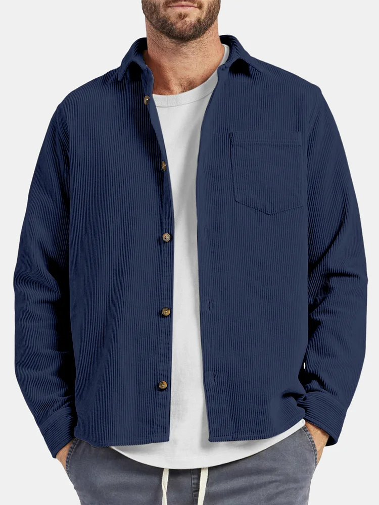 Men's Casual Everyday Corduroy Long Sleeve Shirt