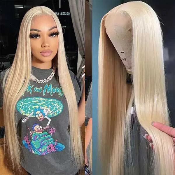 613 Blonde Wig Transparent 5X5 Lace Closure Wig Straight Wig Colored Human Hair Wigs