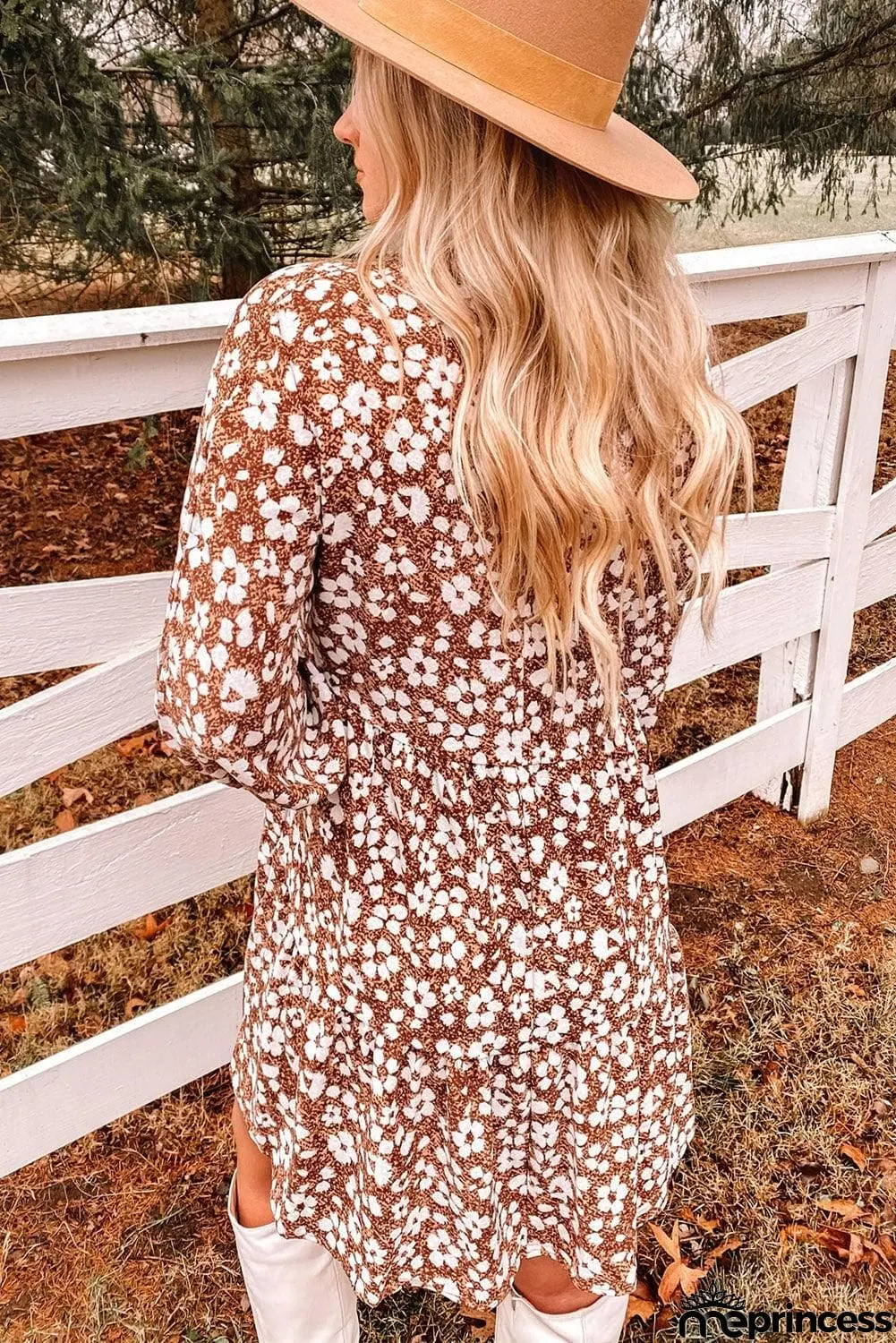 Floral V-Neck Mini Dress with Pockets