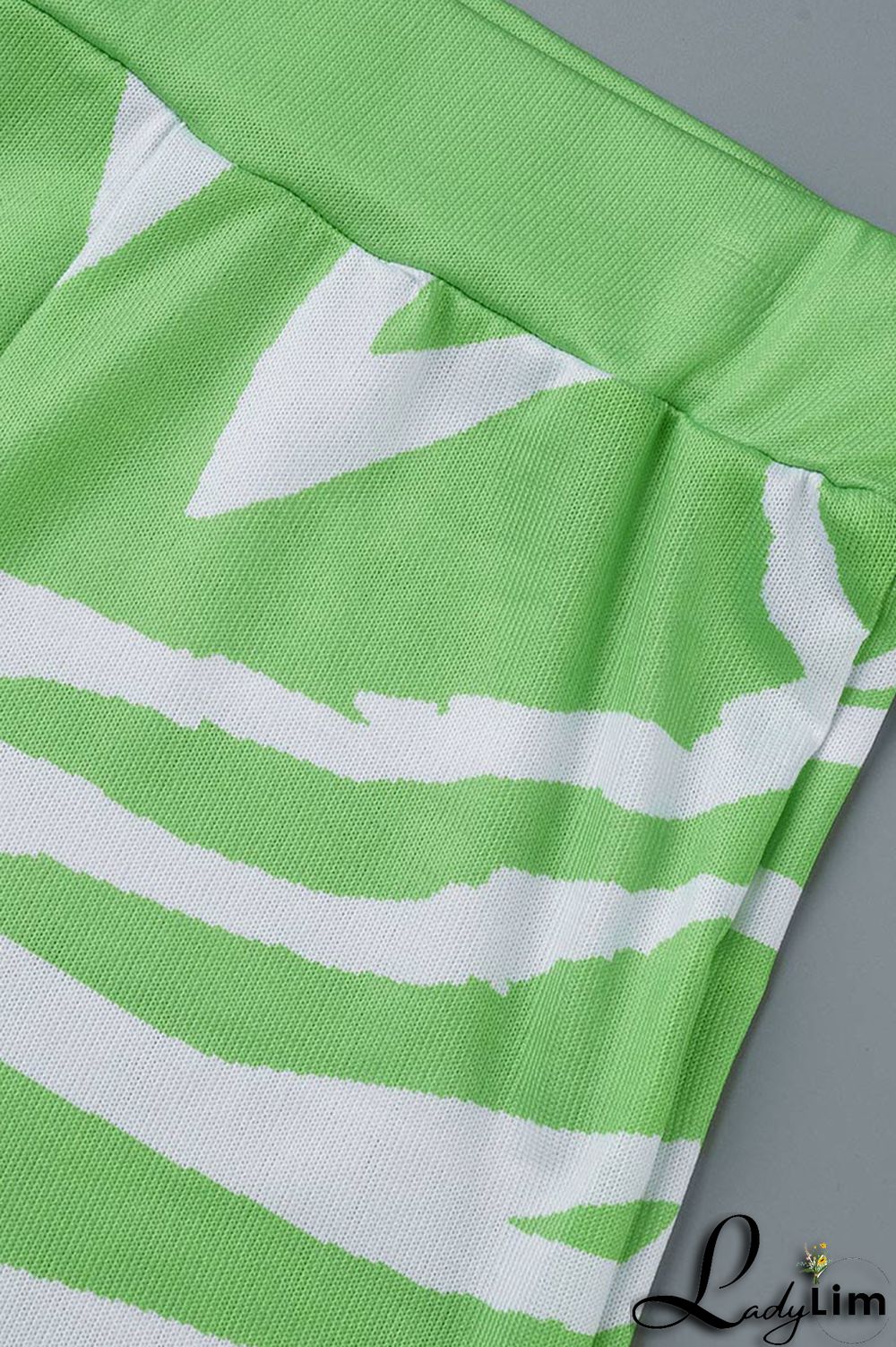 Green Sexy Print Bandage Patchwork Backless Halter Sleeveless Two Pieces