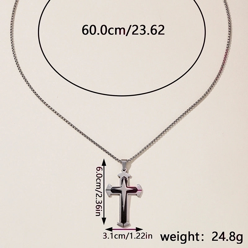 Hip-Hop Retro Cross Round Square 304 Stainless Steel Women’s Pendant Necklace
