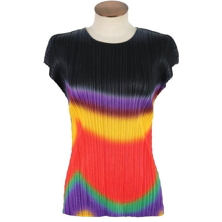 Latest gradient pleated small vest summer women dress T-shirt top fashion bottoming shirt tops female