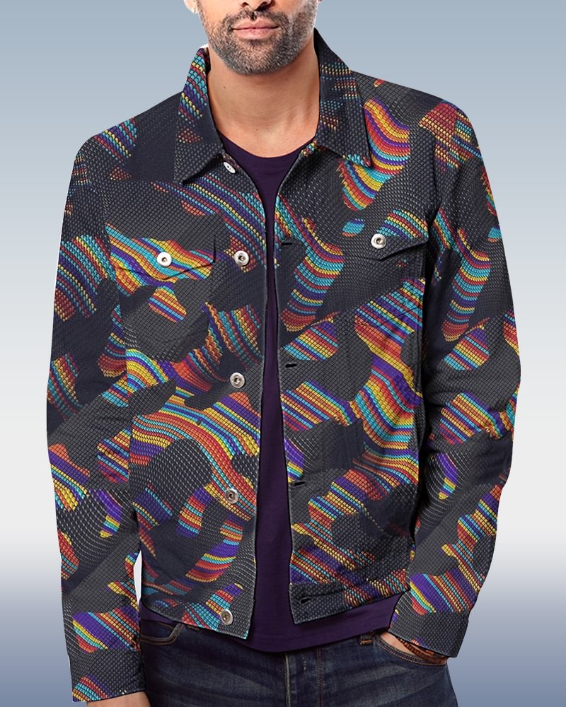 Men's Casual Geometric Pattern Jacket 036